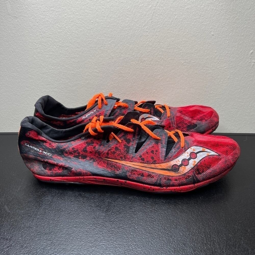 Saucony Carrera XC2 Cross Country Spikes Men’s Size 13 Red Orange Track Shoes 🌹